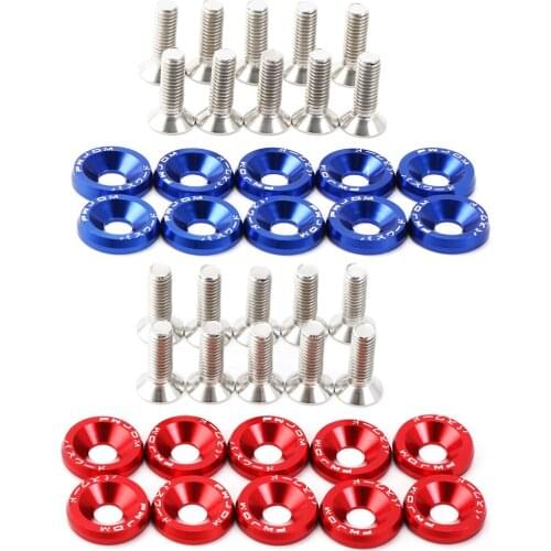 Universal 10PCS M6 Car Styling Modification JDM Sticker Stickers Password Fender Washer License Plate Bolts Auto Accessories