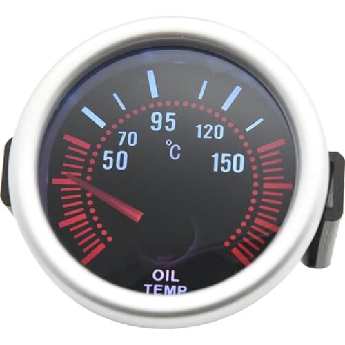2" 52mm Universal 12V LED Smoke Len 50-150 Celsius Oil Temperature Gauge with 1/8NPT Sensor White LED for Gasoline Racing Car