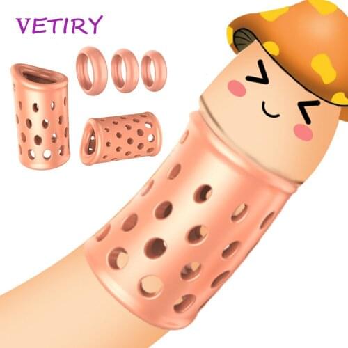 VETIRY 5PCS/Set Foreskin Correction for Men Cock Rings Sex Toys Delay Ejaculation Male Chastity Device Breathable Penis Rings