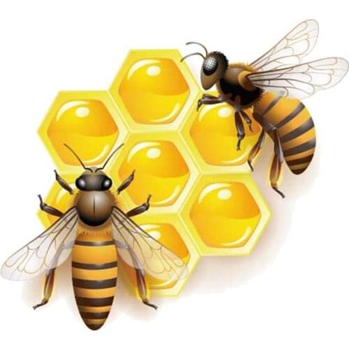 JuYouHui Exterior Accessories Decal Cartoon Car Stickers Bees That Eat Honey Funny Car Sticker Decals PVC 13cm