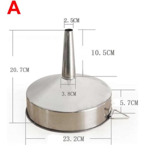 High-quality stainless steel conical funnel small diameter tip leakage large car fuel funnel 23CM 30CM