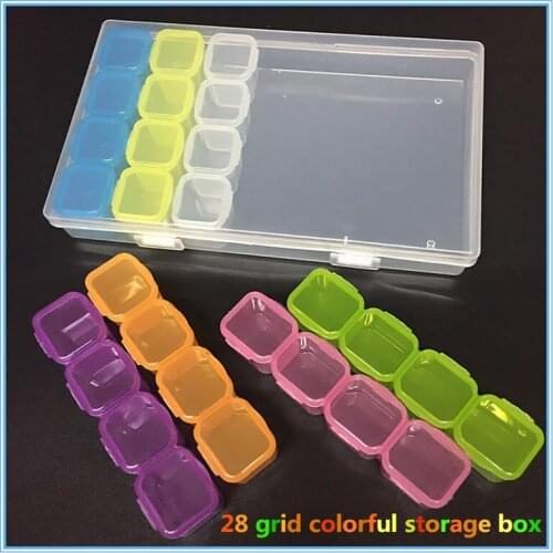 28 Slots diamond painting Box Accessories Clear plastic Beads Display Storage Boxes diamond Embroidery tools Accessory