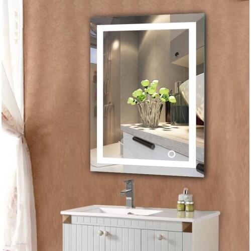 New Bathroom Lighted Vanity Mirror Make Up Wall Mounted 2 Sizes LED Home Bathroom Mirror Touch Button Switch Illuminated Mirror
