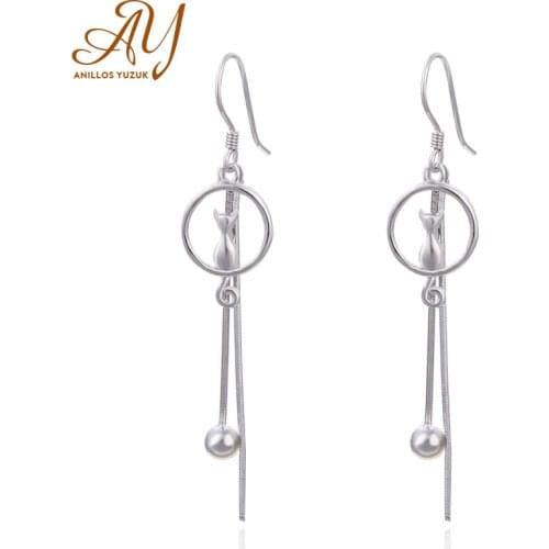 Anillos Yuzuk Moon And Cat Long Earrings For Women Wedding Engagement Jewelry 925 Sterling Silver Female Luxury Bijoux
