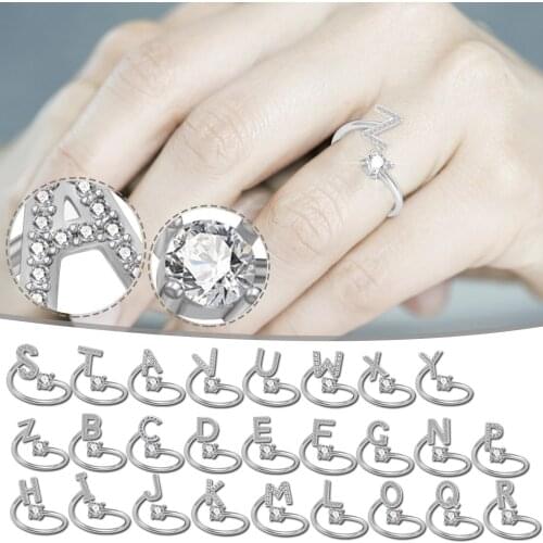 WomenS Rings Are Fashionable And Fashionable 26 English Alphabet Opening Adjustable Ring Exquisite Creative Accessories 04