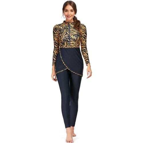 Long Sleeve Plus Size Hijab Swimsuit Twe Delige Dames Jurk Muslim Fashion Swiming Suit Women Two Piece Islamic Swim Suit