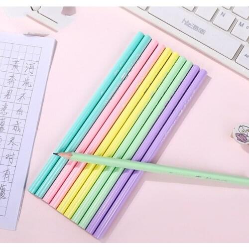 100pcs triangular HB pencil cute candy colors wooden pencils student writing drawing pencil office school stationery kawaii gift