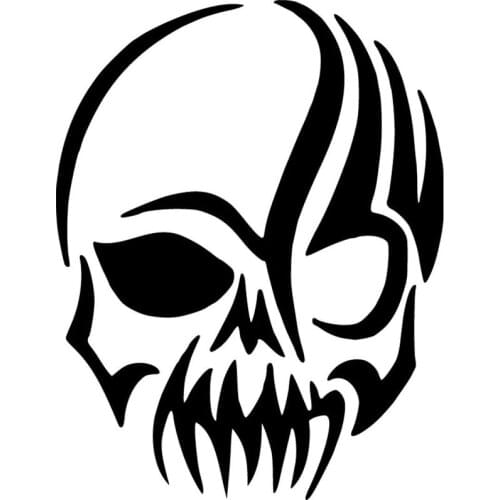 12.7*16.4CM Scary Tribal Skull Vinyl Sticker Fashion Funny Decorative Motorcycle Car Sticker Black/Silver C4-0379