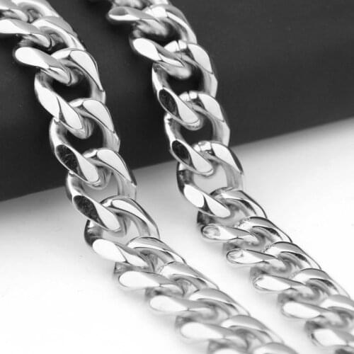 12mm Wide Trendy Stainless Steel Silver Color Cut Cuban Curb Chain Mens Necklace Or Bracelet Bangle 7-40" Wholesale Jewelry