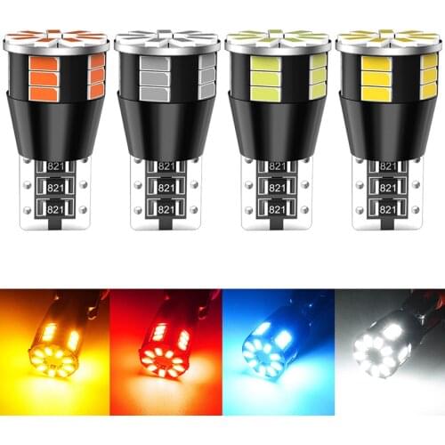 2pcs T10 led W5W led bulbs 194 168 Led Car Reading Lights Interior Dome Lights Super bright 24SMD 3014 White Amber Blue Red 12V