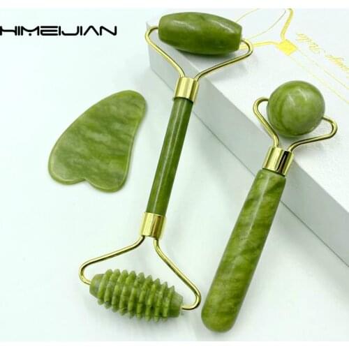 Jade Roller Massager for Face Roller Gua Sha Jade Stone Face Massager Thin Face Lift Anti Wrinkle Facial Beauty Skin Care Tools