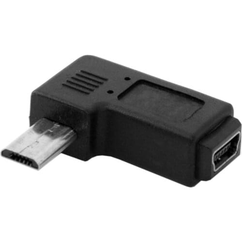 CY Cable 9mm Long Connector 90 Degree Left Angled Micro USB 2.0 5Pin Male to Mini USB Female Extension Adapter