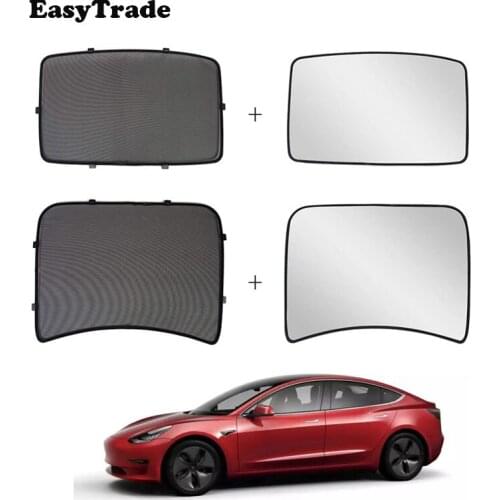 For Tesla Model 3 Accessories Car Sunroof Sunshade Front Rear Overhead Roof Sunshade Sun Visor Sunscreen UV Heat Insulation Film