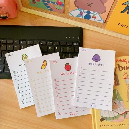 SKYSONIC Korean Creative Kawaii N times Memo Note Pad Message Paper Marker Tab Notepads Fruits To Do Paper School Stationery