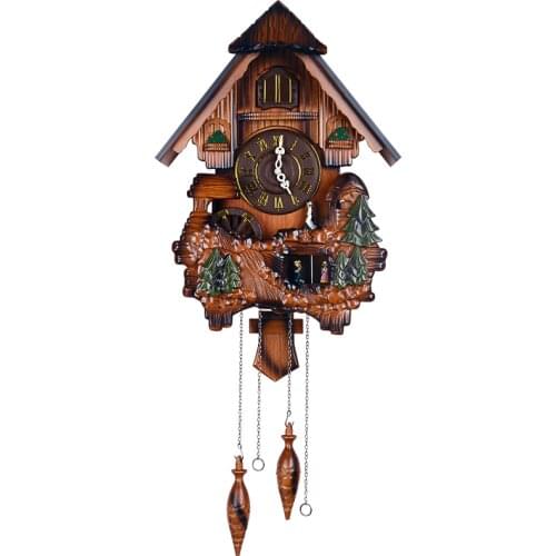 Large Wood Cuckoo Clock Mechanism Bird Living Room Clock Wall Bell Garden Modern Bedroom Decor Gift Bathroom Clock Scenic BA1