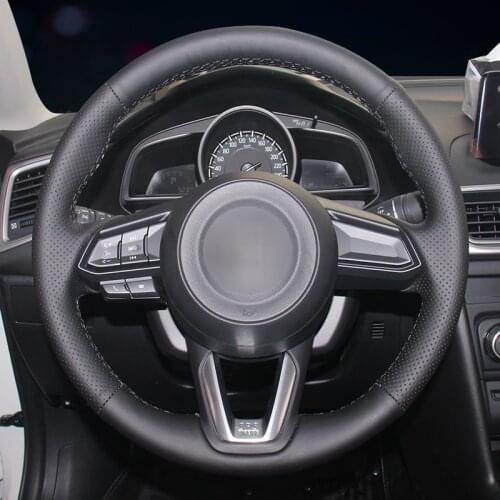 Handsewing Black Artificial Leather Steering Wheel Covers for Mazda 3 CX-5 2017 Mazda CX-9 2016 2017