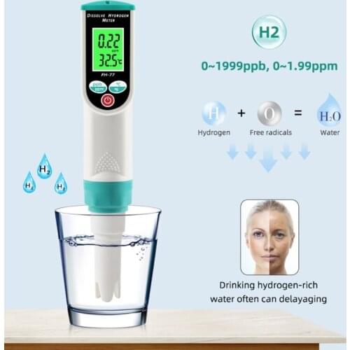 Digital Dissolve Hydrogen Meter ATC Hydrogen Ion Water Quality Tester 0-1999 Ppb/0-1.99 Ppm Drinking Water Food Tester