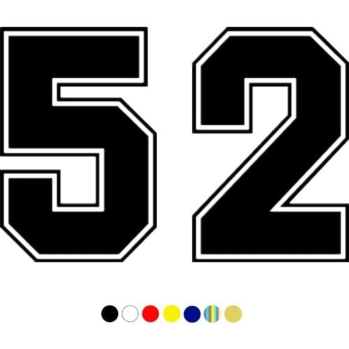 CS-10164# Funny Vinyl Decal Number 52 Car Sticker Reflective Waterproof Auto Decors on Truck Bumper Rear Window