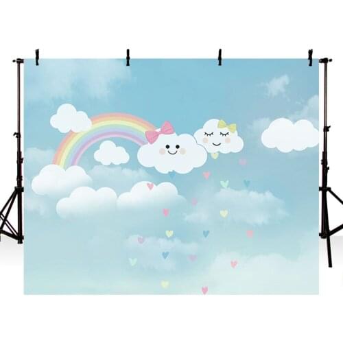 Photography backdrops rainbow Clouds stars lovely backgrounds for children newborn baby show Photo Studio Backdrop Background