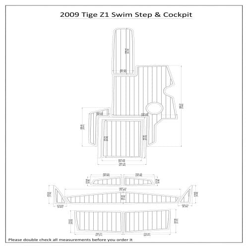 2009 Tige Z1 Swim Step & Cockpit Pad Boat EVA Teak Decking 1/4" 6mm