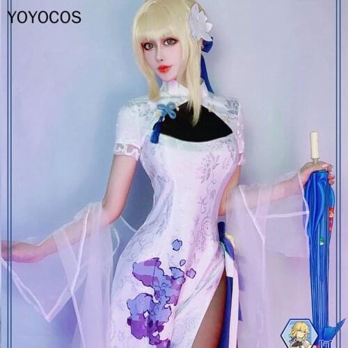 YOYOCOS FGO Altria Pendragon Cosplay Costume Altria Women Cheongsam Fate Grand Order Cosplay Suit Carnival Halloween Party Dress