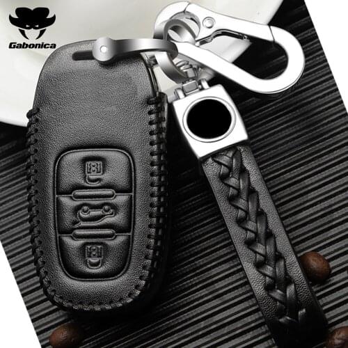 Leather Car Key Case Cover Key Bag For Audi a1 a3 8v a4 b8 b9 a6 a5 c7 q3 q5 q7 tt Auto Accessories Holder Keychain Protect Set