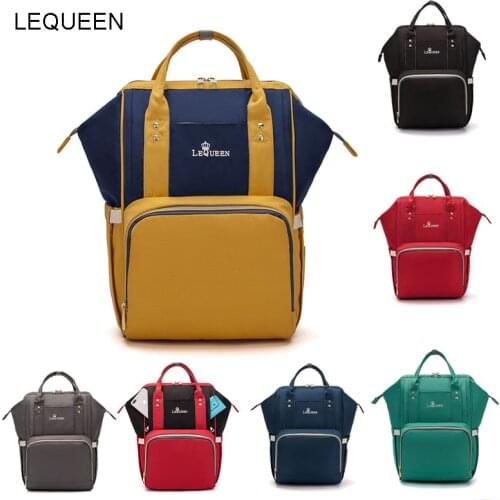 Lequeen Backpack Diaper bag Patchwork Travel bag Thermos bag Portable Mummy bag pure color Baby nursing bag Bebe accessories
