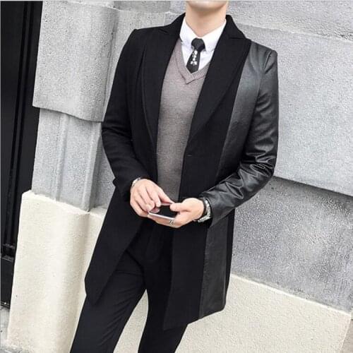 Mens suits, fur coats, long coats, fashion, new black windbreaker jacket, classic design, singer, stage costum small suit M-3XL