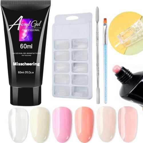 5pcs/set 60ml Poly UV Gel Set Fast Building Finger Extension Crystal UV LED Jelly Acrylic Gel Nail Art Brush Tools Kit