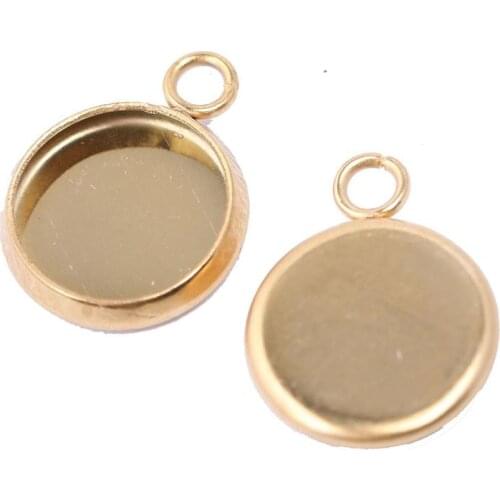20pcs stainless steel gold 10mm 12mm cabochon base setting blank trays diy pendant bracelet bezel findings for jewelry making