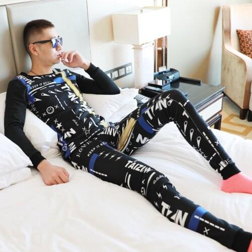 Sexy Men Long Johns Thick Velvet Winter Warm Mens Pants Elastic Fashion Mens Cotton Sexy Underwear Man Thermal Long Johns Sets