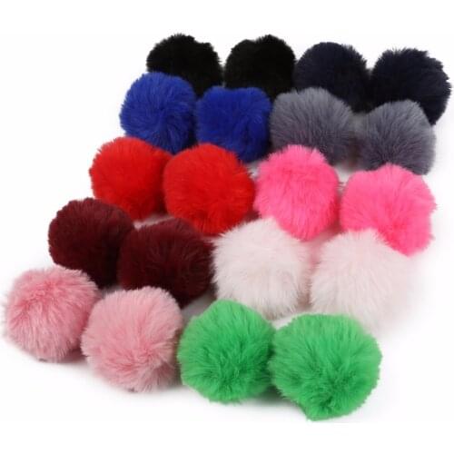 Faux Fur Ball 4cm Pompom DIY Craft Supplies Rabbit Fur DIY Keychain Bag Hat Shoes Cloth Jewelry Charms With Fluffy Bunny Ponpon