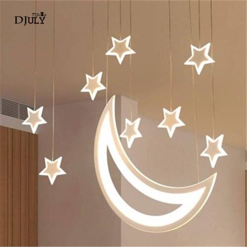 Romantic Kids Room Star Moon fairy tale pendant lights for kitchen study creative dining room hanging light fixtures moon lamp