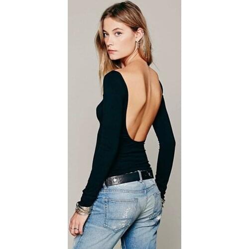 Sexy Women Bodysuit Backless Long Sleeve Rompers Womens Jumpsuit Hollow Out Slim Body Feminino Black Fitness y2k aesthetic
