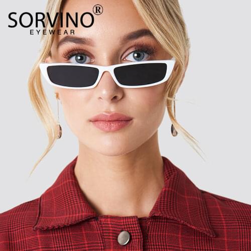 SORVINO 2020 90s Small Rectangle Cat Eye Sunglasses Women Designer Crystal Sunglass Retro Tiny Cateye Sun Glasses Shades CL08