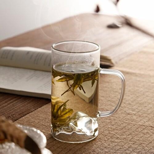High heat-resistant borosilicate glass transparent green tea cup Mount Fuji home office in hand tea cups