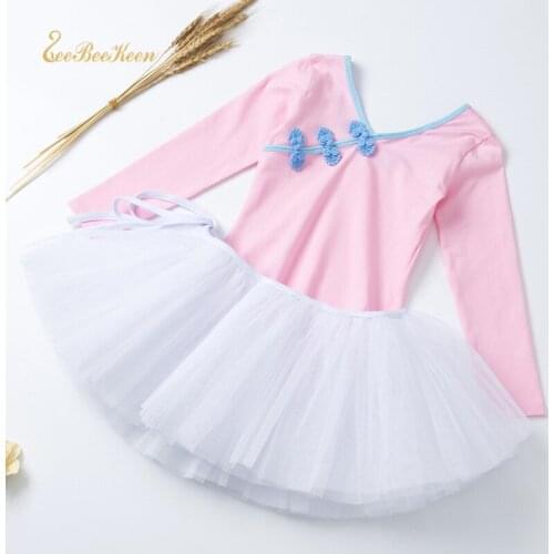 Traditional Chinese Ballet Clothes Long Sleeved Dance Leotards & Ballet Wrap Skirt Dancewear Ballerina Dance Dress For Girls Kid