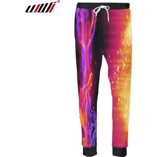 UJWI 2019 New Fashion Men/Women Print 3D Galaxy Space Dancing Flame Britches 3D Pants Funny Cool Mens Jogger Harajuku