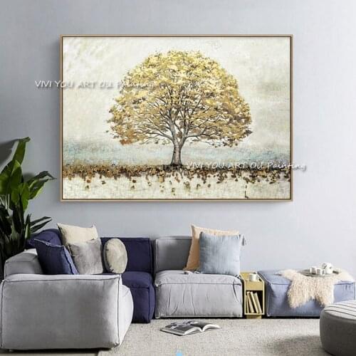 100% Handmade Golden Tree Large Size Painting Unique Modern Abstract Oil Painting For Living Home Room Decoration As A Gift