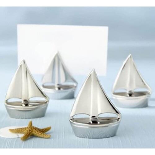 10PCS Wedding Table Number Card Holder Place Card Stand Creative Alloy Sailboat Table Card Holder For Wedding