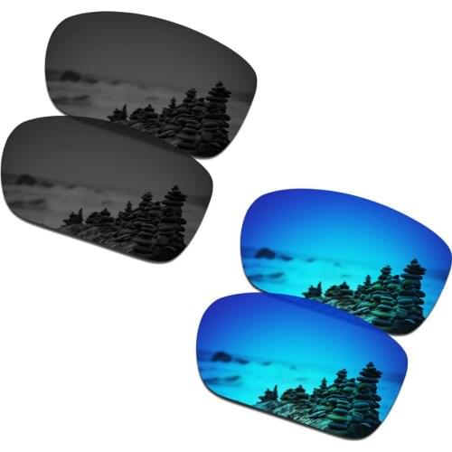 SmartVLT 2 Pairs Polarized Sunglasses Replacement Lenses for Oakley TwoFace Stealth Black and Ice Blue