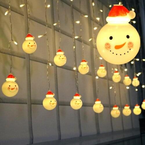 3.5M Plug In Fairy Garland LED Snowman String Christmas Lights Curtain Light Christmas Decorations For Home Indoor Outdoor