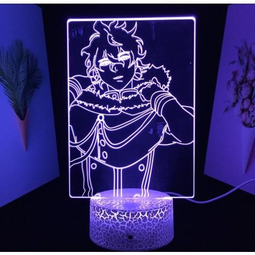 3D LED Lamp Anime Black Clover Yuno Light for Kids Birthday Gift Child Bedroom Decor Night Light Manga Gadget Lamp Black Clover