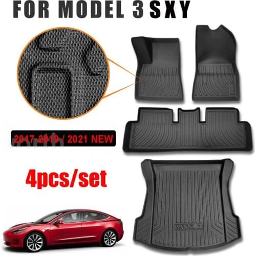 Car Mats For Tesla Model 3 Y 2019-2021 Car Floor Mats Non-Slip Foot Pad TPO Rubber Carpets Auto Accessories Styling Automobile