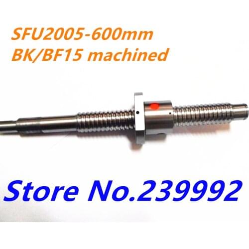 Free shipping SFU2005 600mm Ball Screw L600mm Ballscrews + Ball Nut for CNC XYZ with BK/BF15 end machined