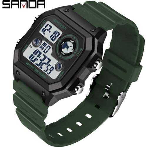 SANDA 2021 Military Digital Watches Men Sports Luminous Chronograph Waterproof Male Electronic Wrist Watches Relogio Masculino