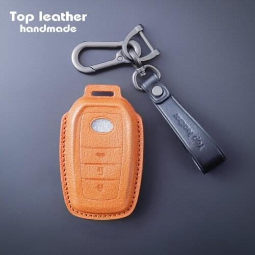 Crazy Smith Handmade Car Key Case Cover for Toyota Highlander/Corolla/RAV4/Prado Vegetable Tanned Leather High Quality Crafts