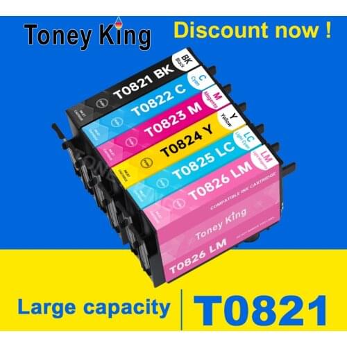 Toney King T0821 - T0826 Ink Cartridge For Epson Stylus Photo R270 R290 R390 RX590 RX610 RX690 TX659 TX720WD TX800FW Printer