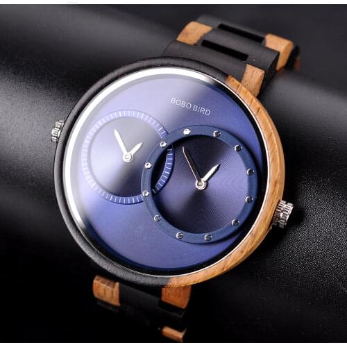 BOBO BIRD Wooden Watches Men Women Quartz Wristwatch Multiple Time Zone Reloj de cuarzo With Bead bracelet Wooden Box Assista