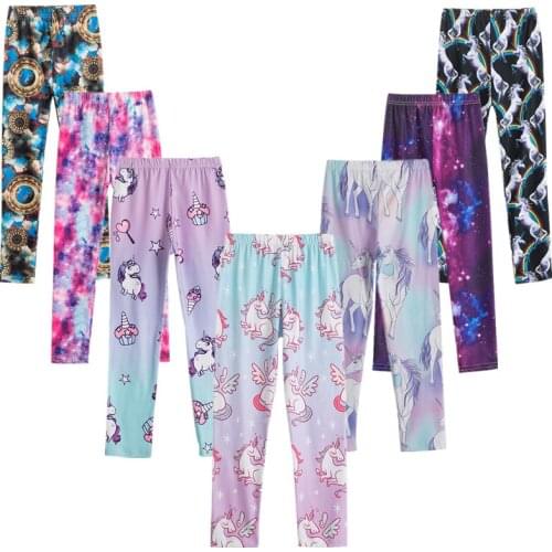 Kids Unicorn Pants For Girls Fall Spring Leggings Breathable Animal Pattern Trousers Children Cotton Flower Printing Leggings